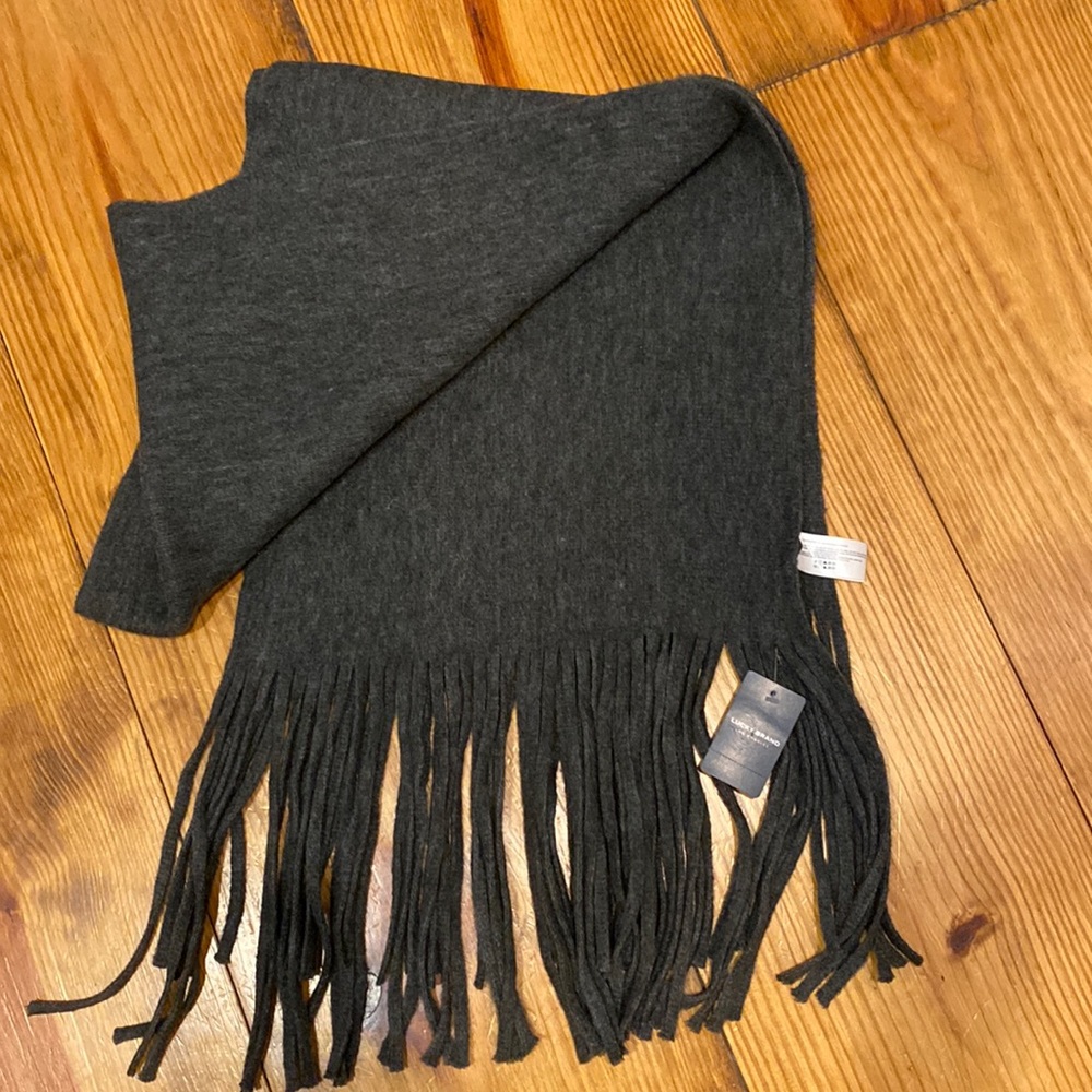 SUPER super soft Lucky Brand scarf, charcoal gray, new with tags, 88” (unisex)